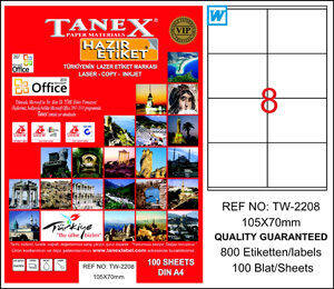 Tanex Laser Etiket 105mmx70mm TW-2208 - 1