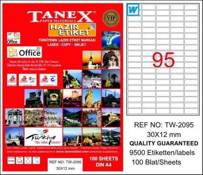 Tanex Laser Etiket 30mmx12mm TW-2095 - 1