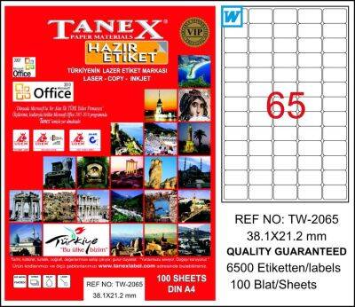 Tanex Laser Etiket 38,1mmx21,2mm TW-2065 - 1