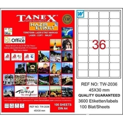Tanex Laser Etiket 45mmx30mm TW-2036 - TANEX