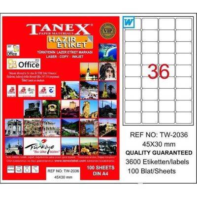 Tanex Laser Etiket 45mmx30mm TW-2036 - 1