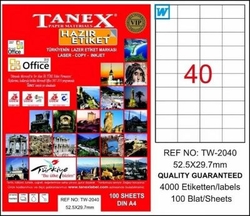 Tanex Laser Etiket 52,5mmx29,7mm TW-2040 - TANEX