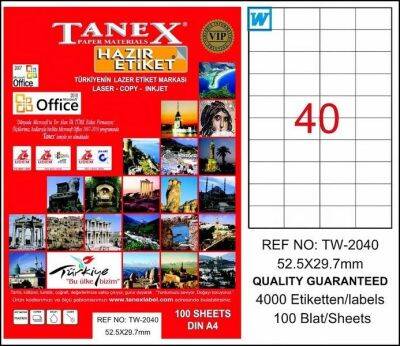 Tanex Laser Etiket 52,5mmx29,7mm TW-2040 - 1