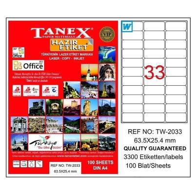 Tanex Laser Etiket 63,5mmx25,4mm TW-2033 - 1