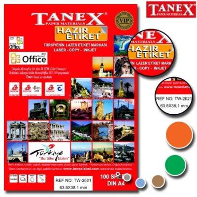 Tanex Laser Etiket 63,5mmx38,1mm TW-2021 - 1