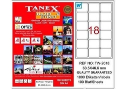 Tanex Laser Etiket 63,5mmx46,6mm TW-2018 - TANEX