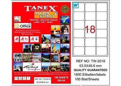 Tanex Laser Etiket 63,5mmx46,6mm TW-2018 - 1