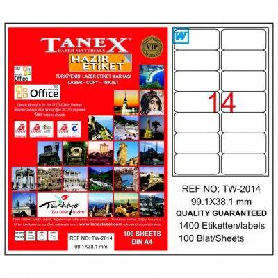 Tanex Laser Etiket 99,1mmx38,1mm TW-2014 - 1
