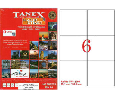 Tanex Laser Etiket 99,1mmx93,1mm TW-2006 - 1
